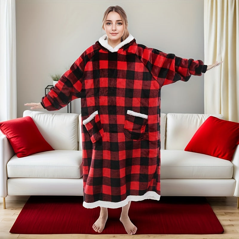 1pc Super Soft Wearable Hoodie Blanket for Women & Men, Oversized Sherpa Sweatshirt with Pocket, Warm Comfortable Adult Blanket Hoodie Lootquake LLC