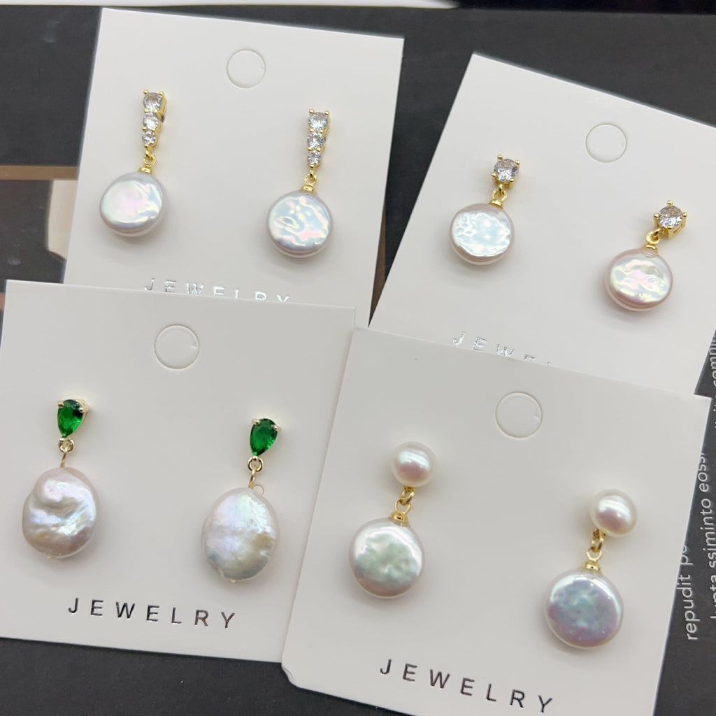 Classic Double Bead Baroque Stud Earrings Pi-Mart