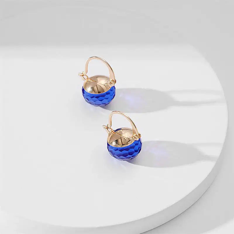 European And American Stylish Round Crystal Ear Clips Women