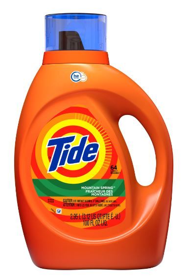 Tide Mountain Spring HE Liquid Laundry Detergent; 100 Fl Oz 64 Loads