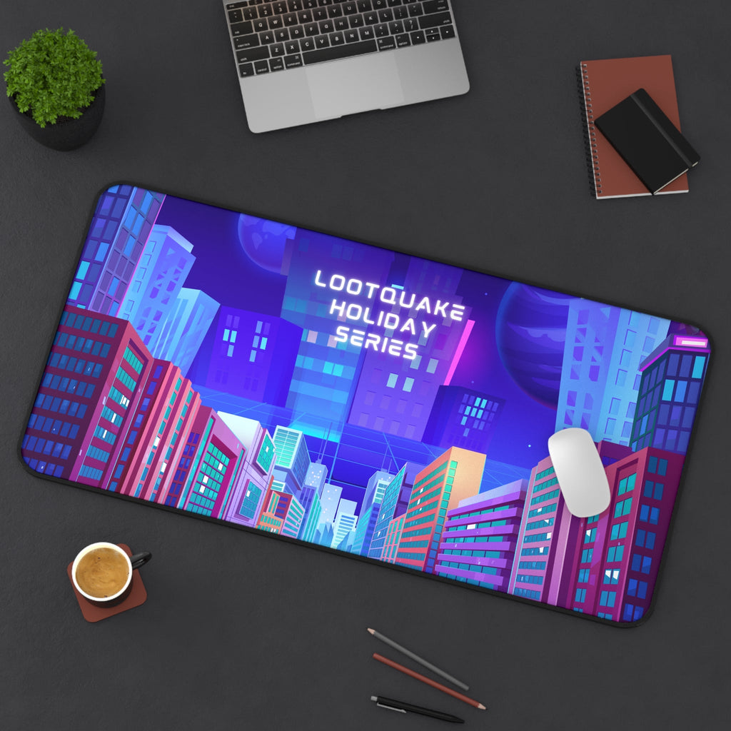Cyber City Desk Mat — 'LootQuake Holiday Series' Gaming Mousepad Lootquake LLC