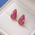 Micro-inlaid Diamond Super Flash Water Drop Ear Studs Light Luxury High-end Sense Pi-Mart