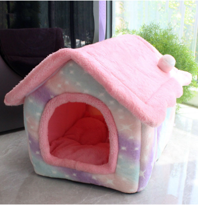 Foldable Dog House Pet Cat Bed Winter Dog Villa Sleep Kennel Removable Nest Warm Enclosed Cave Sofa Pets Supplies Pi-Mart