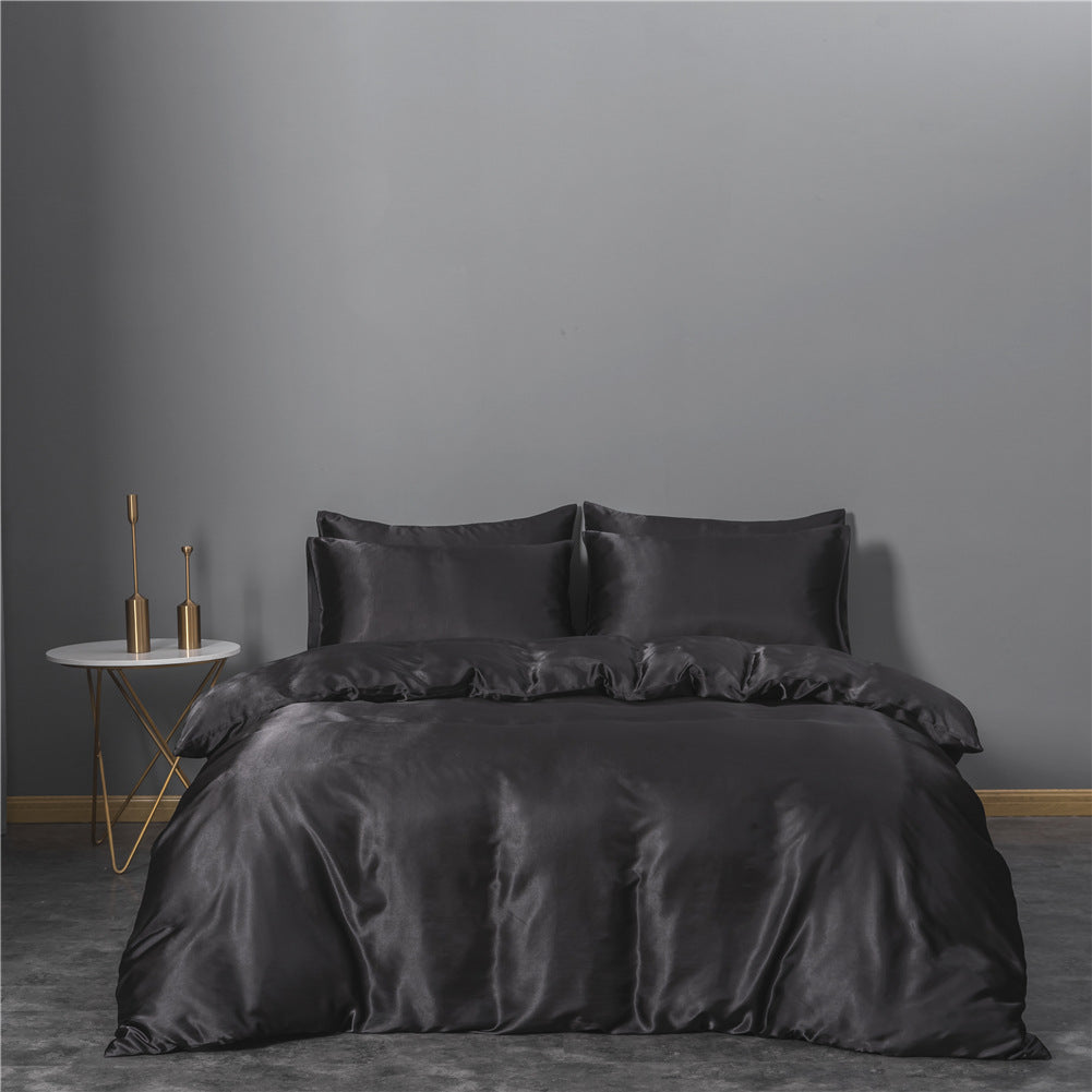 Simulation Silk Three-piece Duvet Cover Bedding Pi-Mart