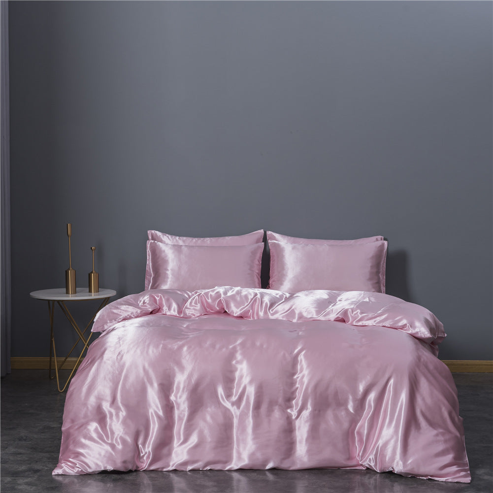 Simulation Silk Three-piece Duvet Cover Bedding Pi-Mart