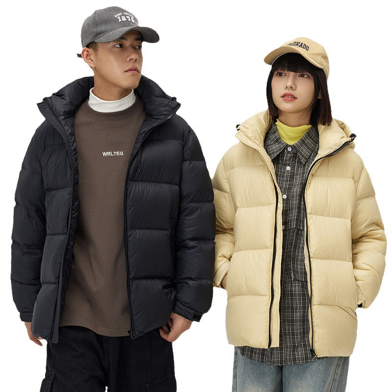 Down Jacket Thickened Couple Winter New Windproof Coat Solid Color Hooded Pi-Mart