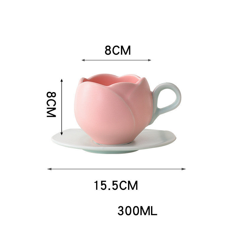 Ins Retro Tulip Coffee Cup And Saucer Set Pi-Mart
