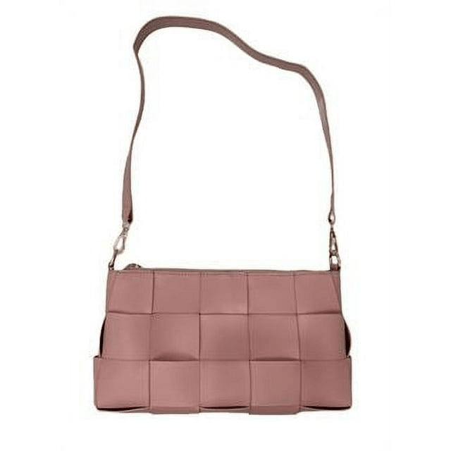Jane & Berry Women's Woven Faux Leather Shoulder Bag, Blush
