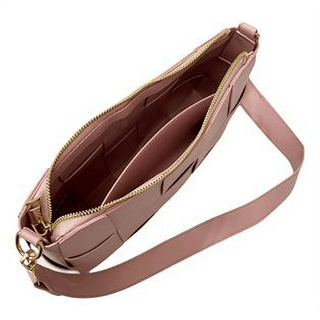 Jane & Berry Women's Woven Faux Leather Shoulder Bag, Blush