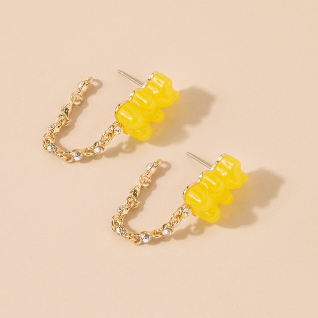 Cute Acrylic Gummy Bear Dangle Earrings Pi-Mart