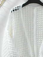 Openwork Open Front Long Sleeve Cardigan - SJB-DIAMOND ELITES