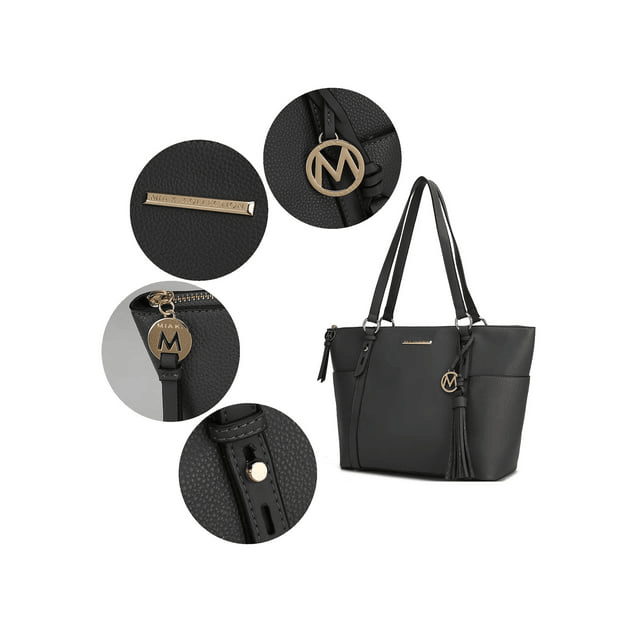 MKF Collection Women's Gloria Faux Leather Tote Bag and Wallet Set, 2-Piece, (Color Charcoal)