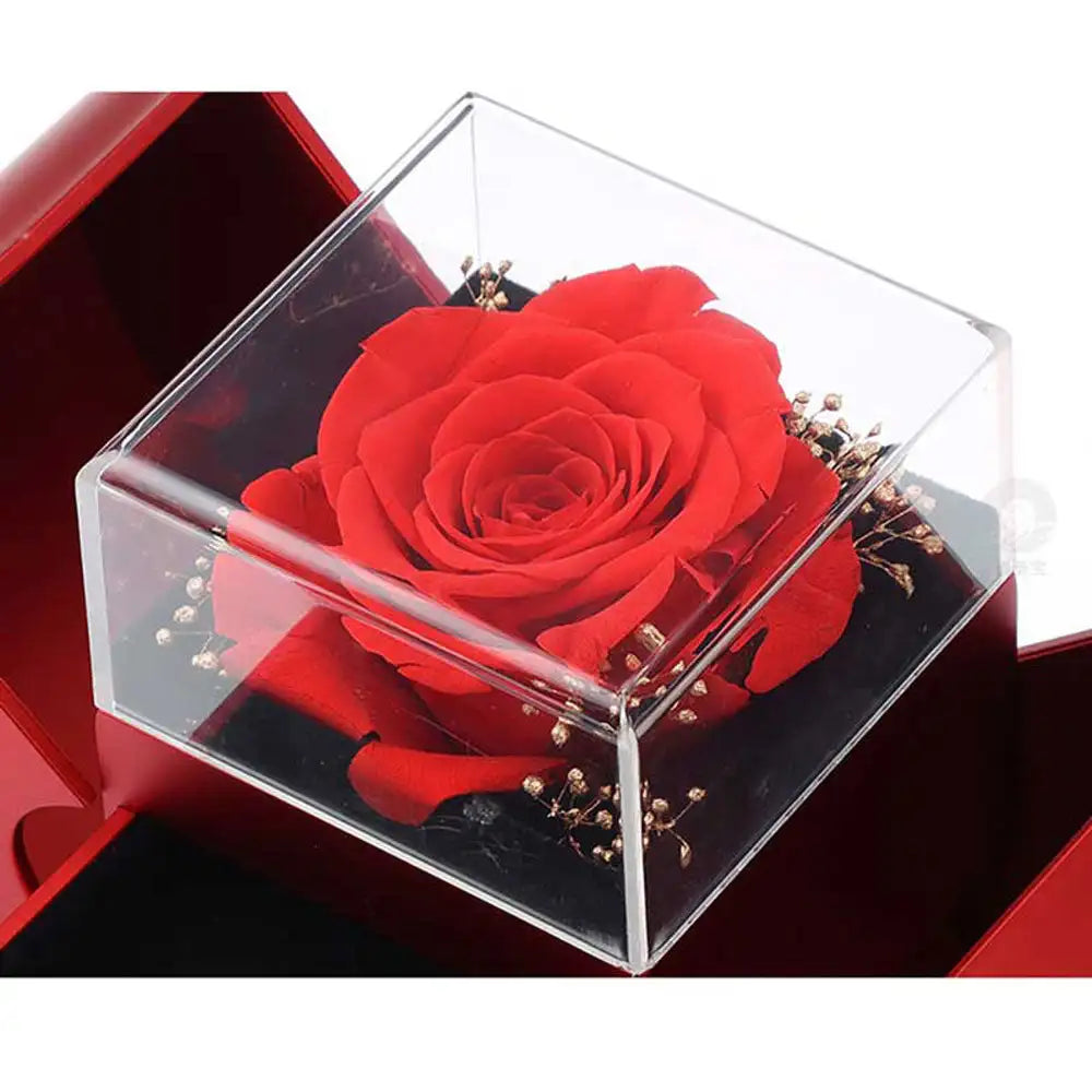 Fashion Jewelry Box Red Apple Christmas Gift Necklace Eternal Rose For Girl Mother's Day Valentine's Day Gifts With Artificial Flower Rose Flower Jewelry Box Lootquake LLC