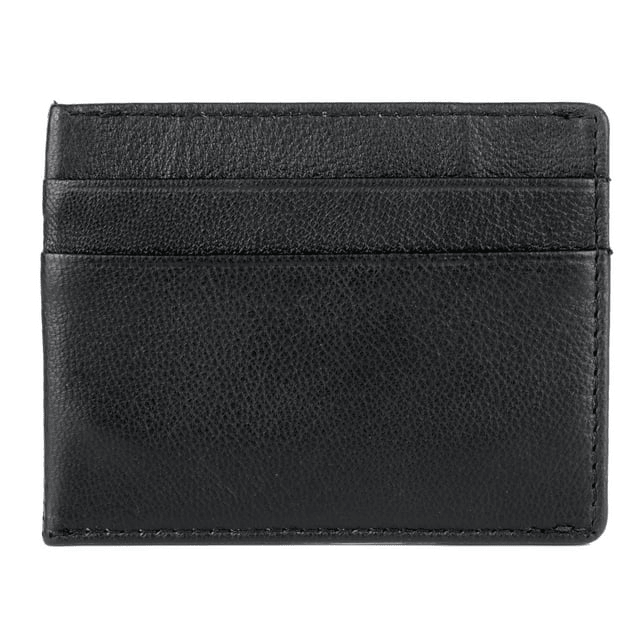 J. Buxton Men's Emblem Front Pocket Magnetic Money Clip Leather, Black