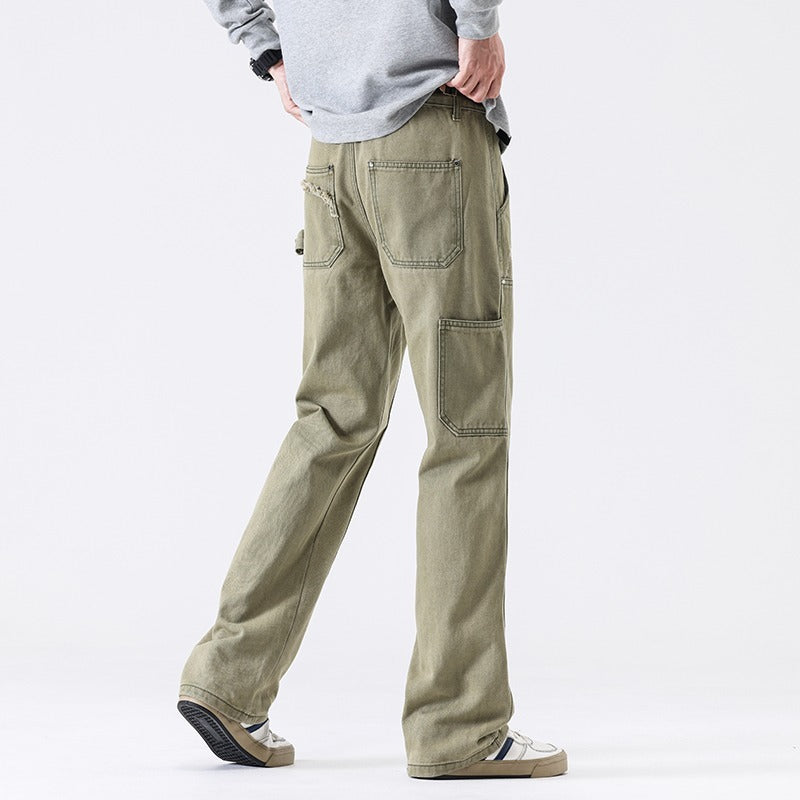 American High Street Vibe Wind Washed Distressed Army Green Jeans Lootquake LLC