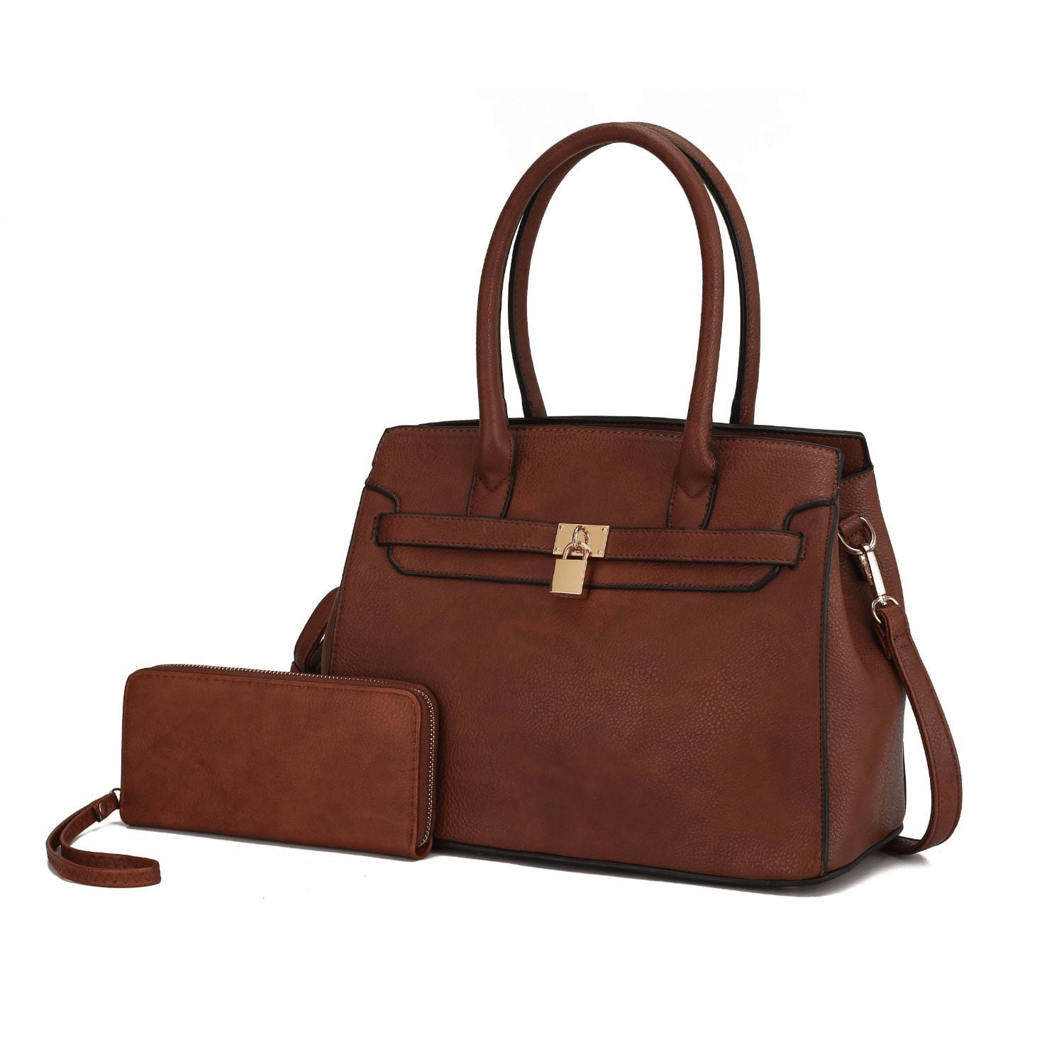 MKF Collection Bruna Satchel Handbag with a Matching Wallet by Mia K -2 pieces set (Color Black) EasyOptionXY LLC