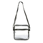 K-Cliffs Heavy Duty 8" Clear High Quality Transparent Pvc Shoulder Bag Nfl Aaf Stadium Approved Small Handbag with Adjustable Strap Black Trim Unisex