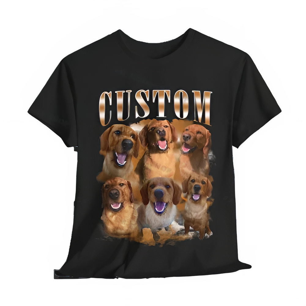 Personalised Pet Bootleg t shirt, Dog Collage t shirt Dog Picture Tee Unisex Top Pi-Mart