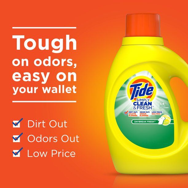 Tide Simply HE Compatible Liquid Laundry Detergent; Daybreak Fresh 92 oz 64 Loads EasyOptionXY LLC