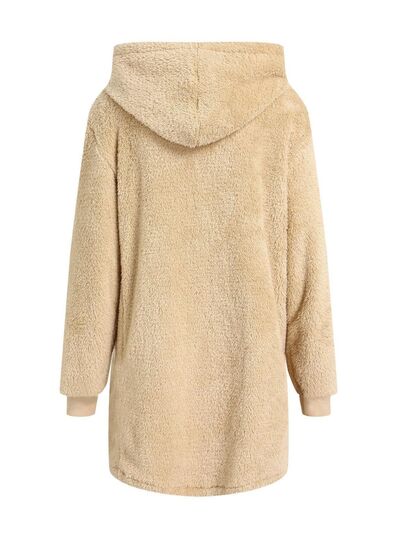 Comfortable Fuzzy Pocketed Zip-Up Long Sleeve Hooded Jacket Cozy & Warm Soft Outerwear For Winter Stevvex
