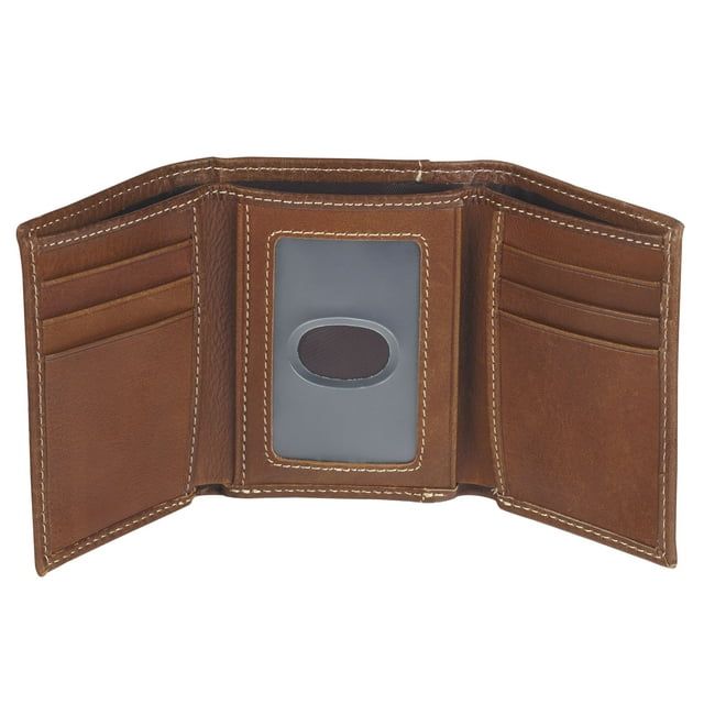 Christian Art Gifts Genuine Premium 100% Full Grain Leather RFID Blocking Trifold Wallet with Jesus Fish Emblem for Men: Faith-based Inspirational Accessory for Credit Cards, Bills, ID, Photos, Brown EasyOptionXY LLC