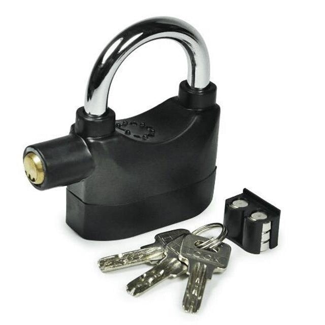 Black Waterproof Siren Alarm Padlock Alarm Lock For Bike Motorcycle Bicycle Safety Perfect With 110dB Alarm Pi-Mart