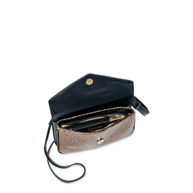 C. Wonder Women's Abigail Vegan Leather Double Flap Crossbody Bag Cheetah EasyOptionXY LLC