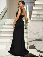 Rhinestone One-Shoulder Formal Dress – Elegant Evening Gown