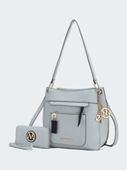 MKF Collection Shivani Vegan Leather Women's Hobo Handbag by Mia K with wallet ¨C 2 pieces (Color Light Blue) EasyOptionXY LLC