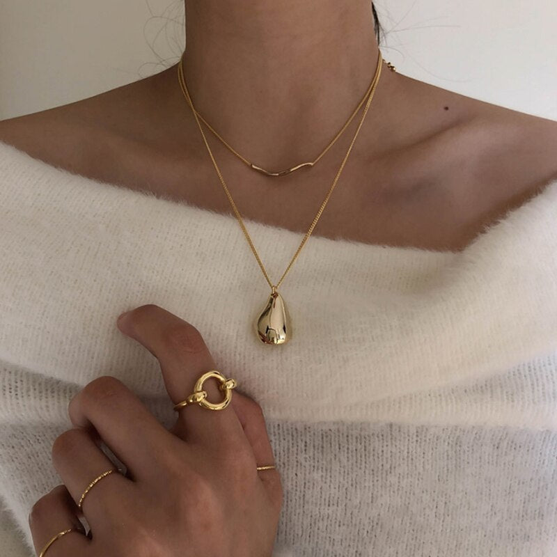 2Pcs Set Waterdrop Irregular Necklaces Pi-Mart