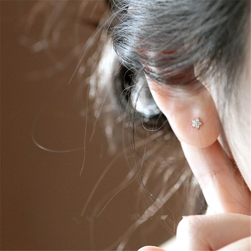 Plated Silver Gold Flower Earrings Pi-Mart