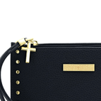 Steeltime Ladies Gold-Tone Studded Navy Spanish Lord's Prayer PU Leather Wristlet EasyOptionXY LLC