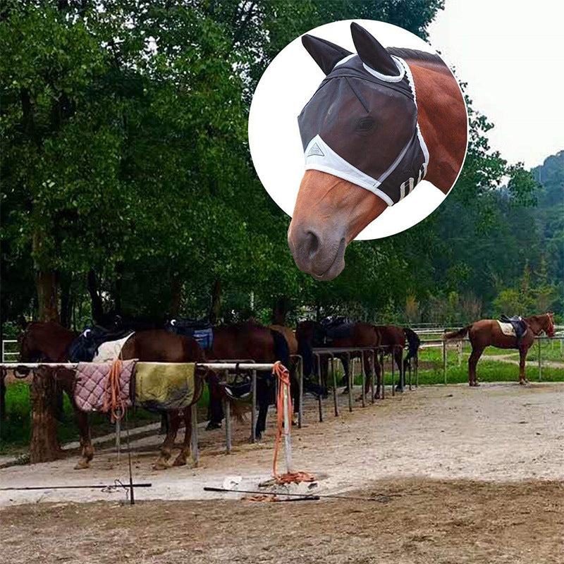 Anti-mosquito And Anti-flying Horse Face Mask With Velcro Style Horse Flying Mask Lootquake LLC