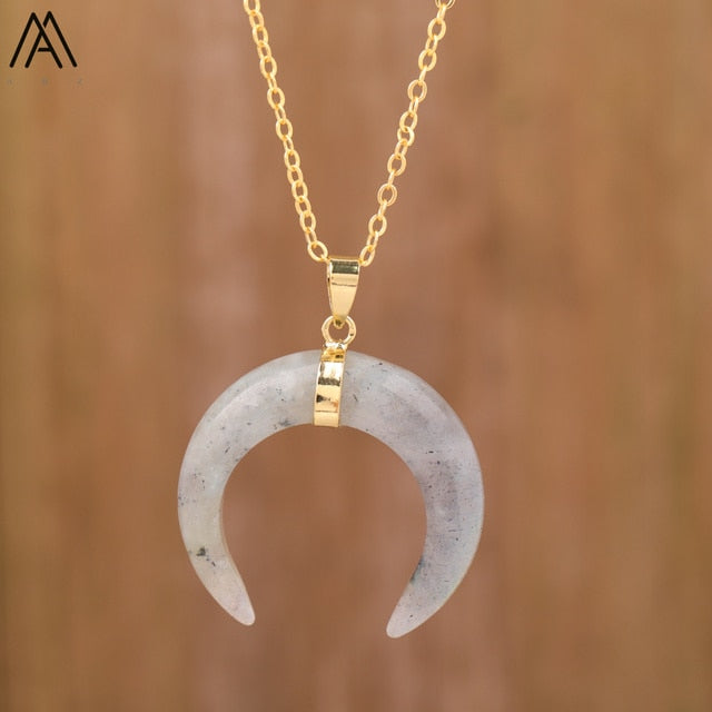Moon Shape Amethyst Necklace Pi-Mart