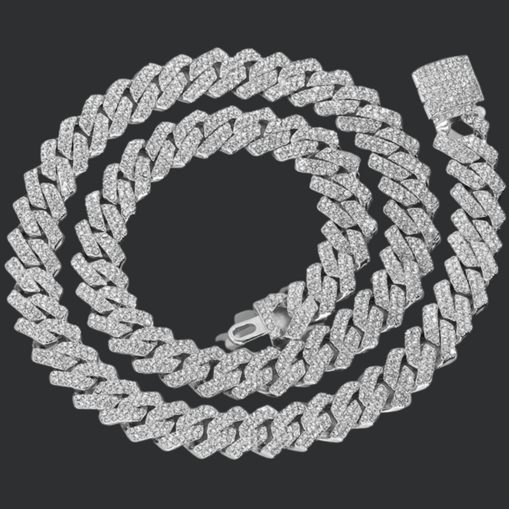14MM Iced Out Rhombus Cuban Chain Pi-Mart