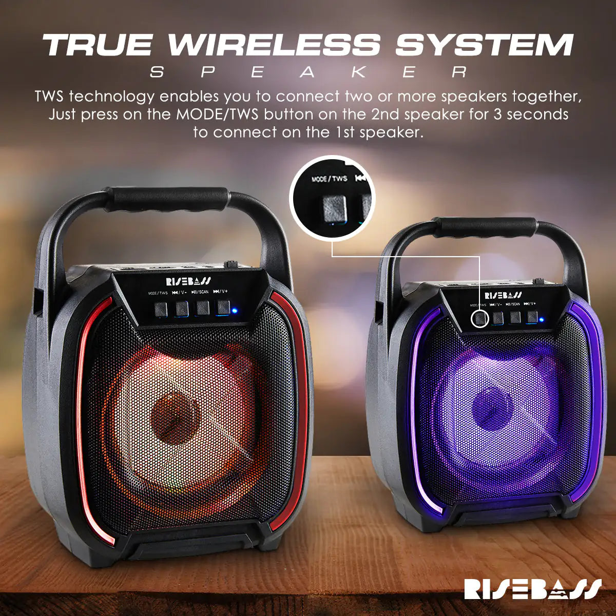 8" 600 watt Speaker - Portable Wireless Bluetooth Speaker with TWS Function Pi-Mart