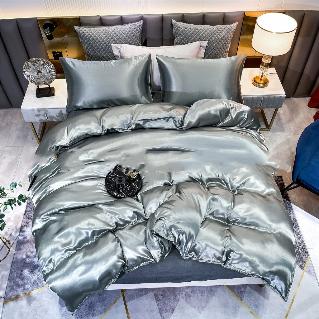 Satin Home Textile Quilt Cover Pillowcase Three-piece Set Pi-Mart
