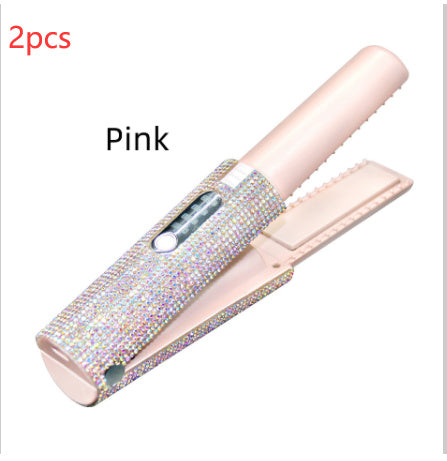 2-In-1 Electric USB Hair Straightening Brush Straightener Brush Multifunctional Comb Straightening Styler Hair Curler Pi-Mart