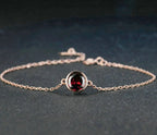 Sterling Silver Color Jewelry Natural Garnet Rose Gold Bracelet
