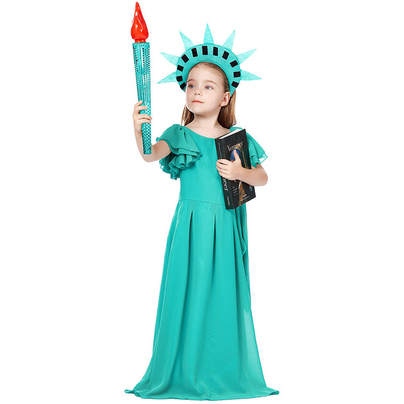 Children's Statue Of Liberty Cos Costume Ancient Greek Dress Lootquake LLC