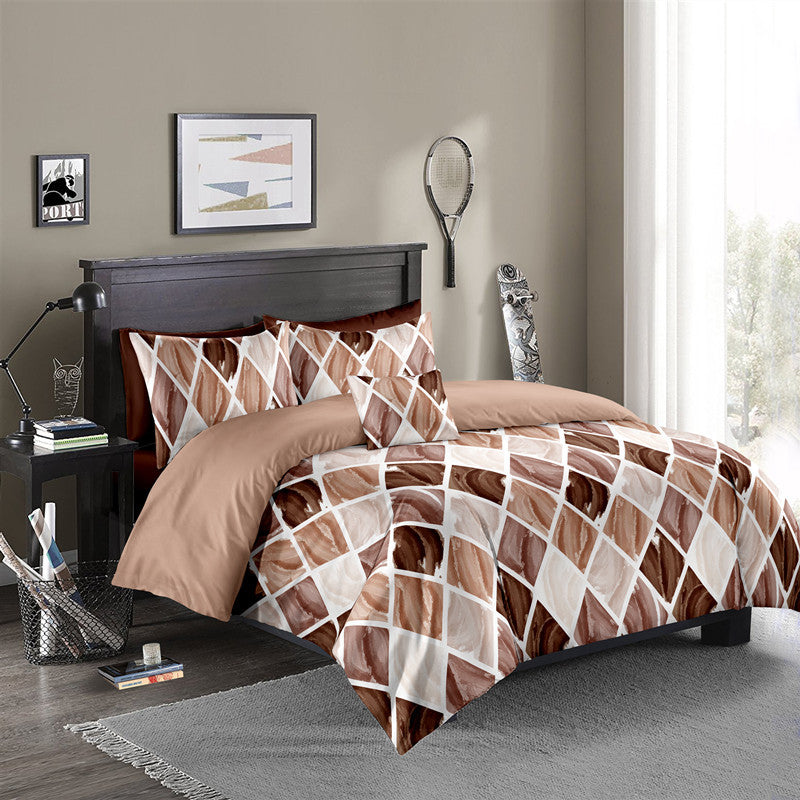 Diamond Check Quilt Cover Bed Set Pi-Mart