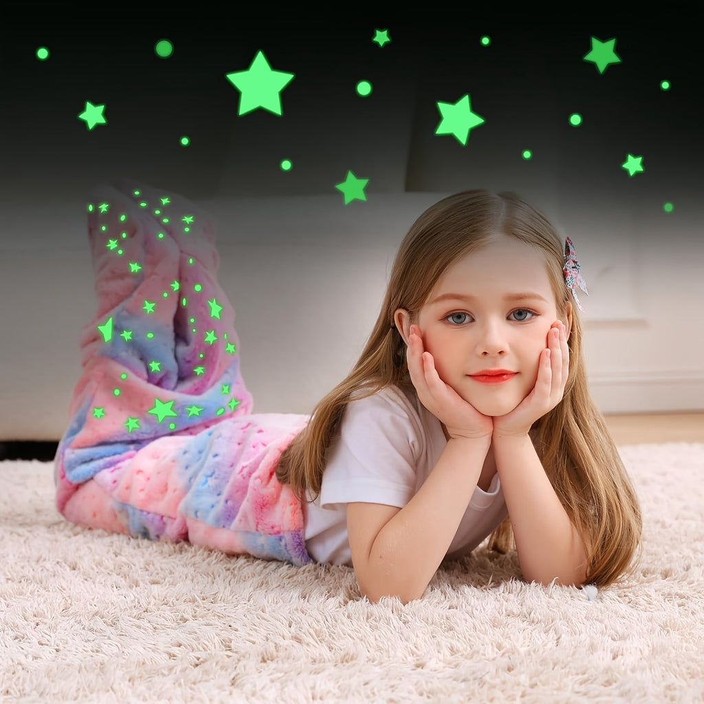 1pc Mermaid Tail Blanket - Glowing Plush Mermaid Wearable Blanket, Suitable For Teen Girls, Teens Adults All Seasons Soft Flannel Fleece Comfortable Blanket Mermaid Unicorn Sleeping Bag, Suitable For Birthday Decoration