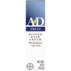 A+D Treat Diaper Rash Cream, Baby Skin Care with Zinc Oxide, 4 Oz Tube