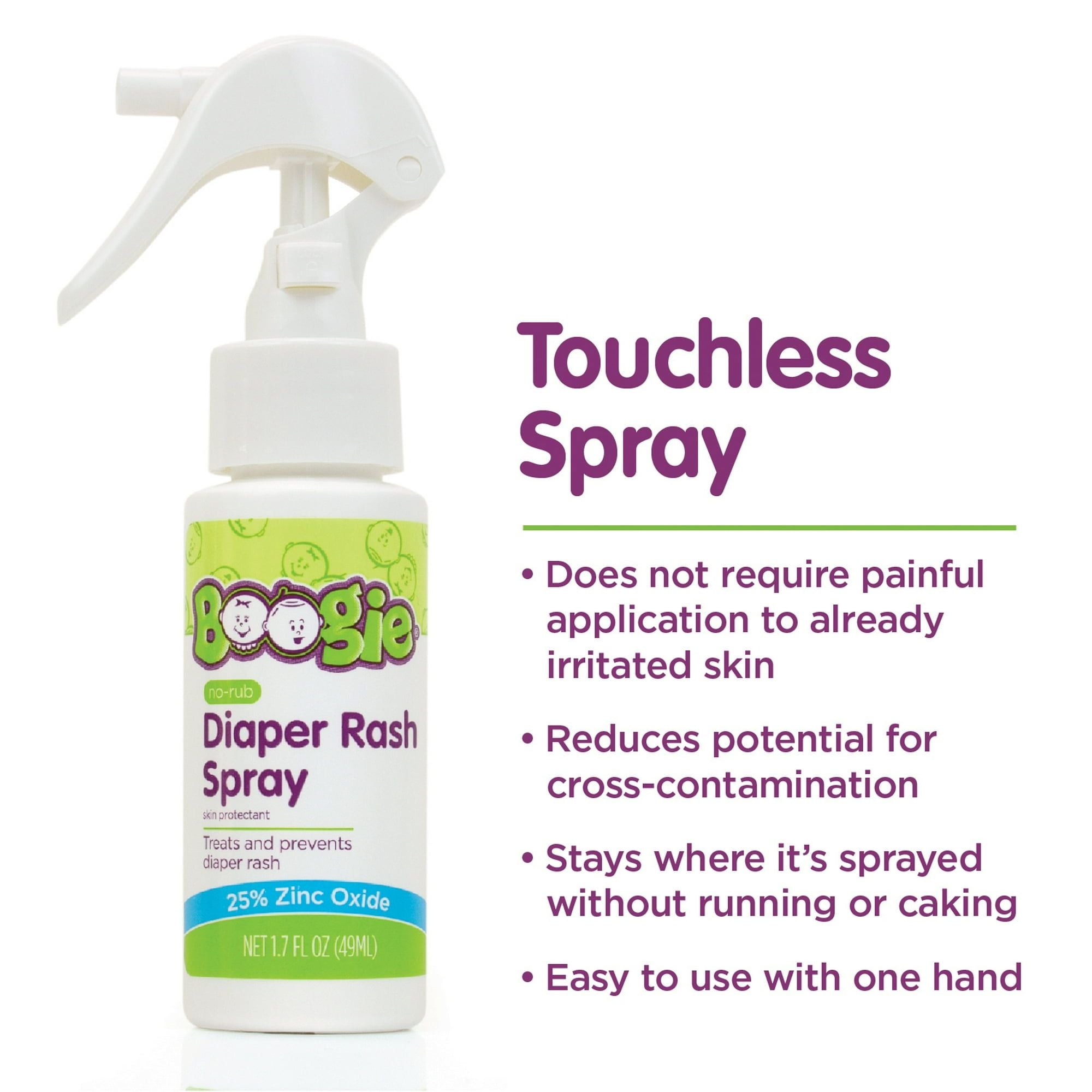 Boogie No-Rub Liquid Diaper Rash Spray with Zinc Oxide, 1.7 fl oz