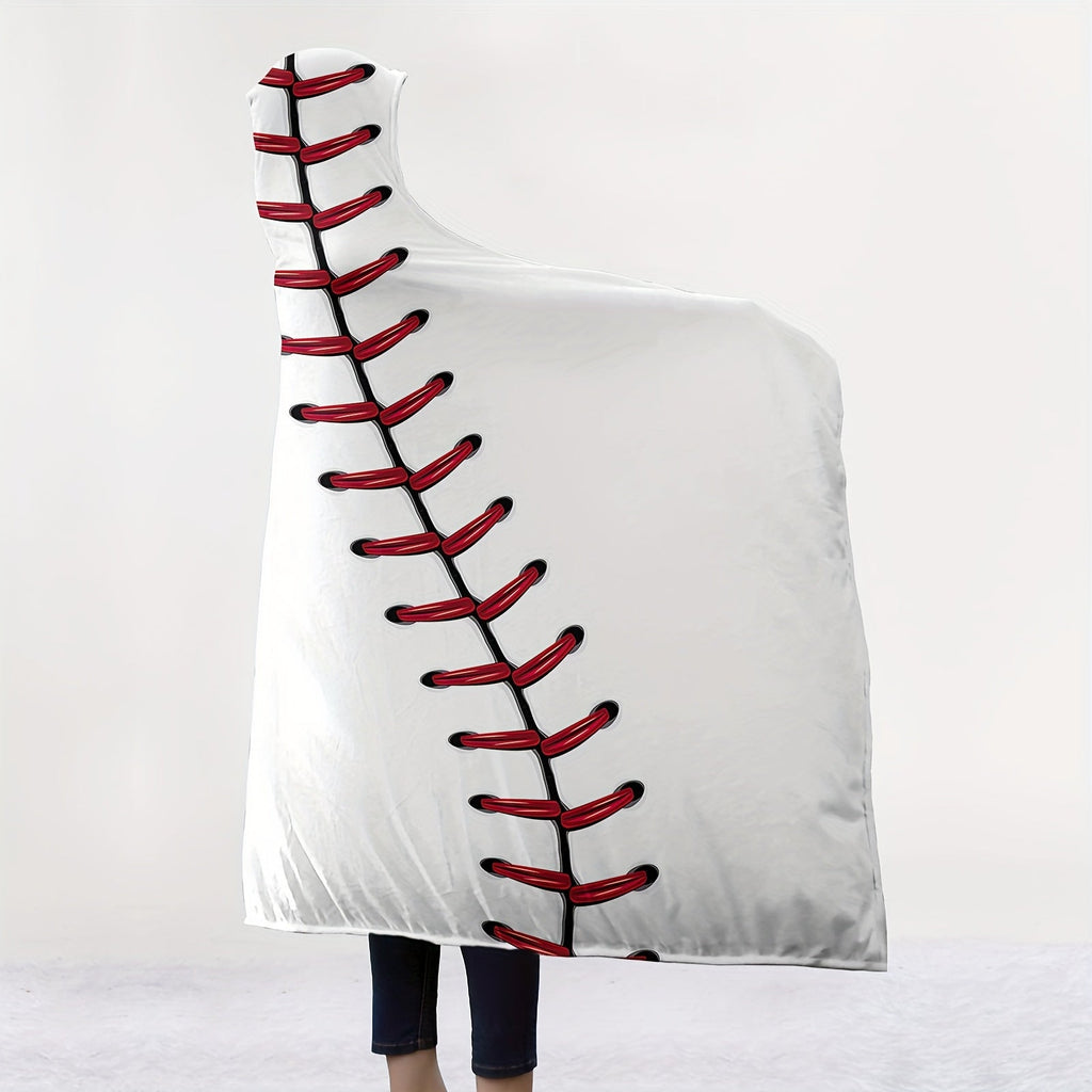1pc Baseball Hooded Blanket Thick Nap Wearable Blanket Magic Blanket Hooded Cape Cozy Warm Soft Blanket For Sofa Office Bed And Travelling Lootquake LLC