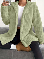 Hooded Loose Plush Coat Women's Regular Sleeve Pi-Mart