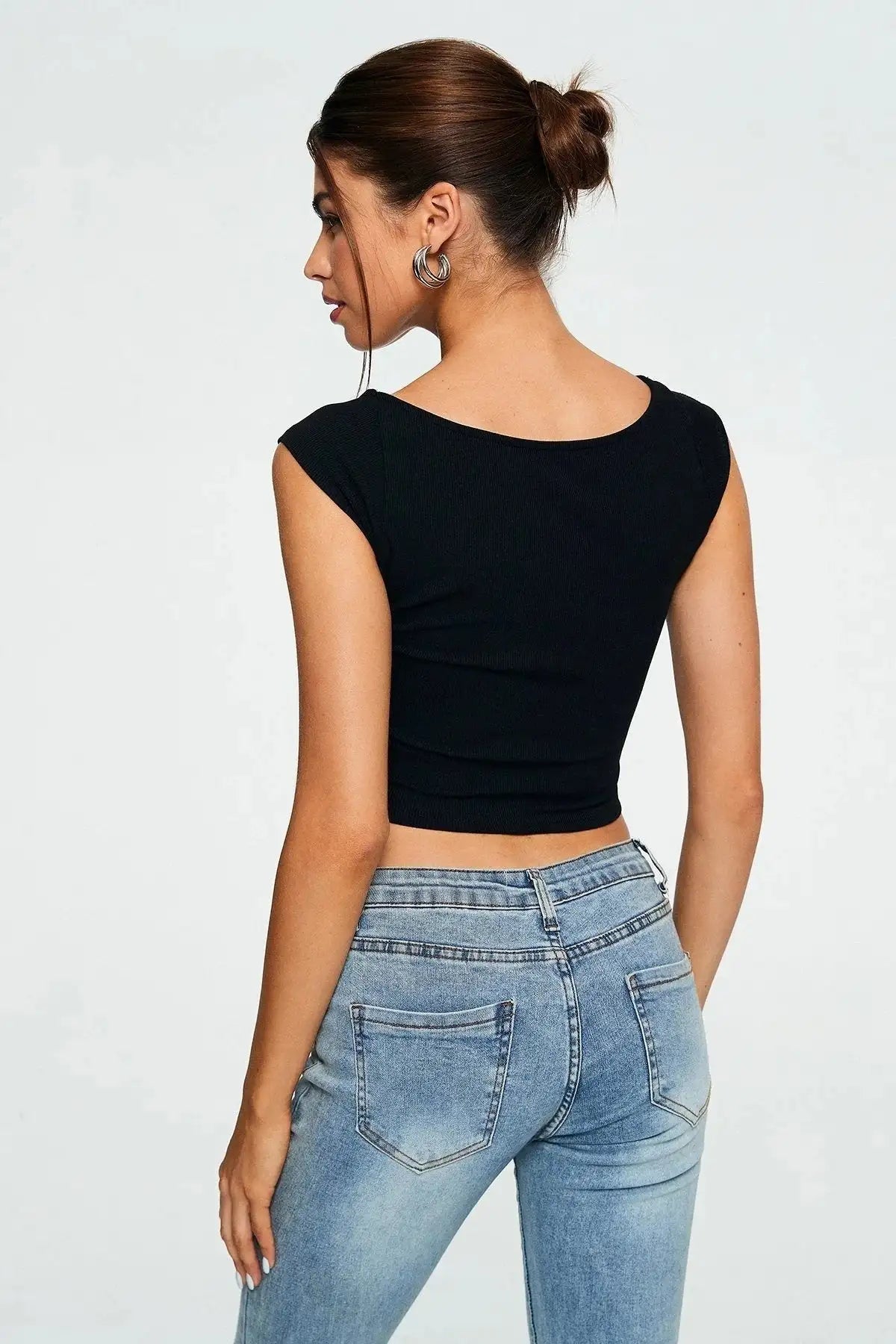 Crop Top Sweetheart Solid Ribbed Sleeveless - SJB-DIAMOND ELITES