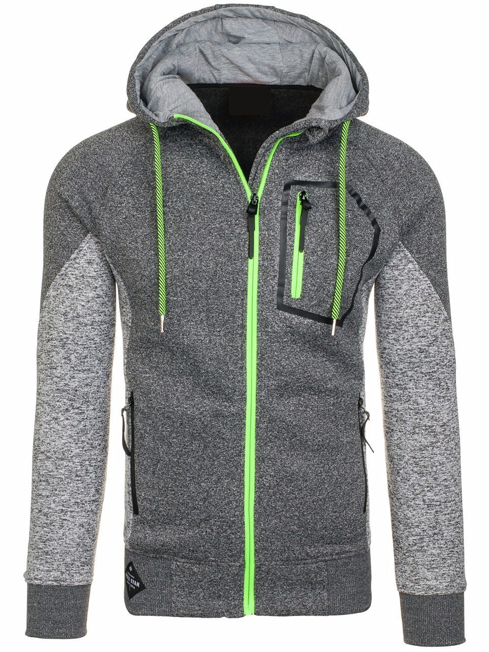 Men's Long Sleeve Hoodie Hoodie Zip Pocket Paneling Jacket Pi-Mart