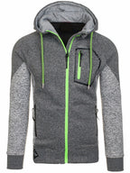 Men's Long Sleeve Hoodie Hoodie Zip Pocket Paneling Jacket Pi-Mart
