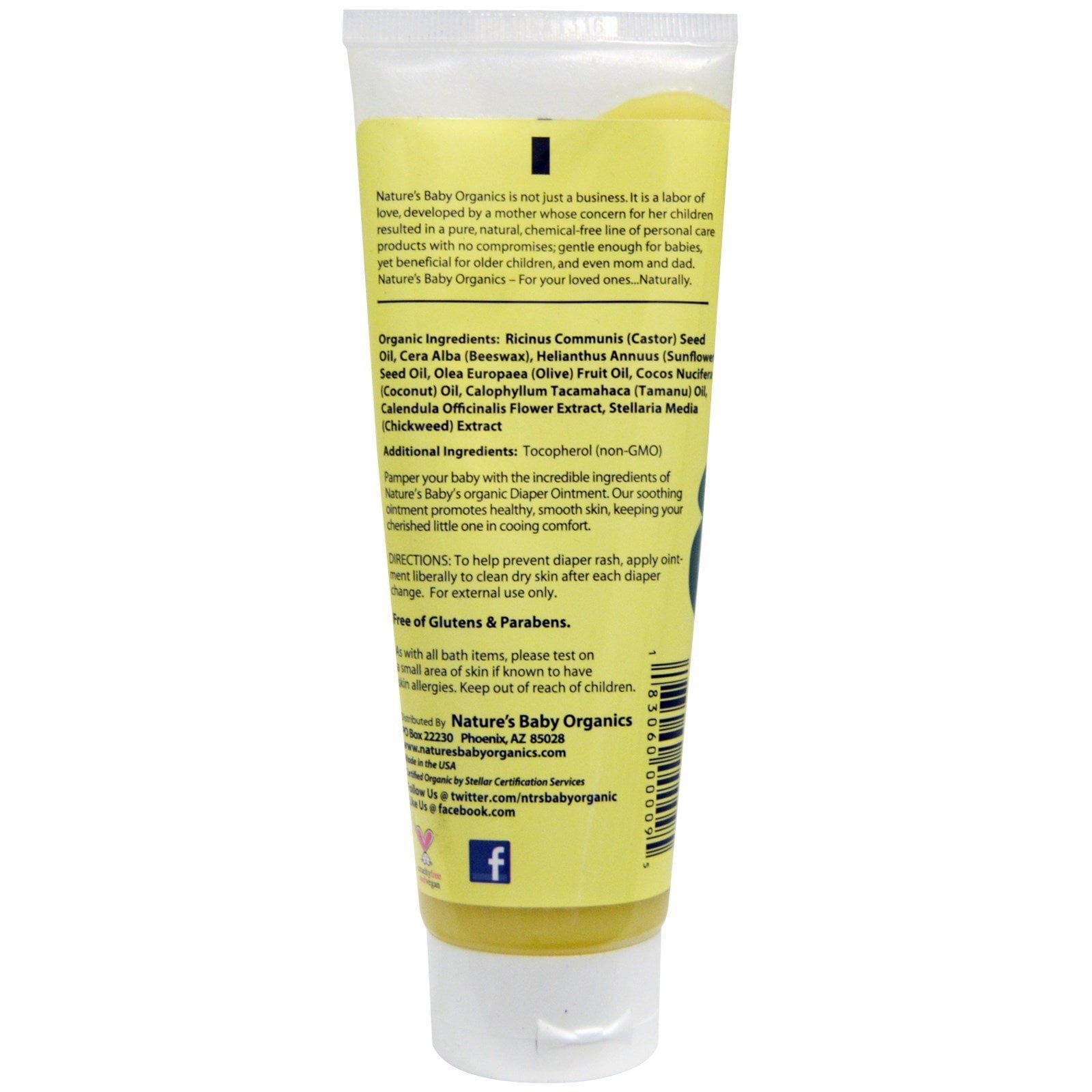 Nature's Baby Organics Fragrance Free Diaper Ointment, 3 oz